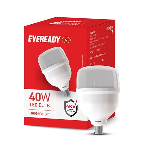 Eveready 40W LED Hammer Bulb | High CRI & High Efficiency | Energy Efficient | Mercury-Free | 4KV Surge Protection | 100 Lumens Per Watt |Cool Day Light (6500K)