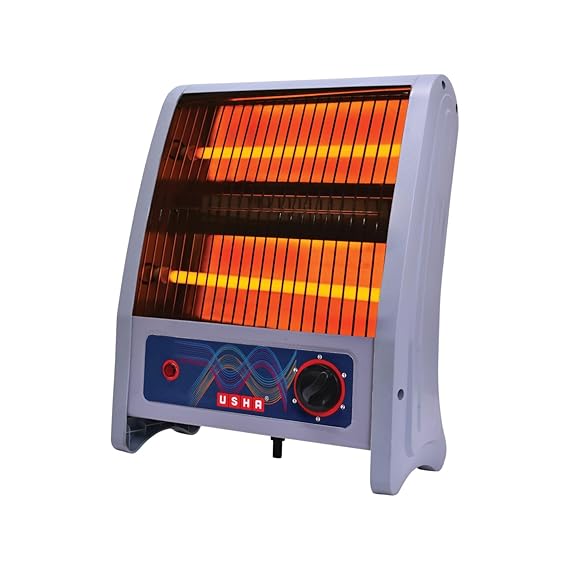 Usha 2 Rod 800 Watt Quartz Heater with Low Power Consumption and Tip Over Protection (4302, Grey)