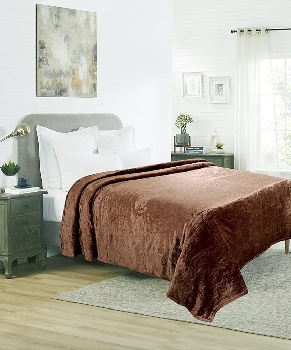 Dream Living Premium Flannel Double Bed Winter Blanket | Winter bedsheet AC Blanket |Reversible Lightweight Cozy Soft for Bed, Sofa, Couch, Travel & Camping| 220x230 cm - Coffee