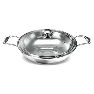 Preethi Metallica Collection Triply Stainless Steel Kadai with Glass Lid