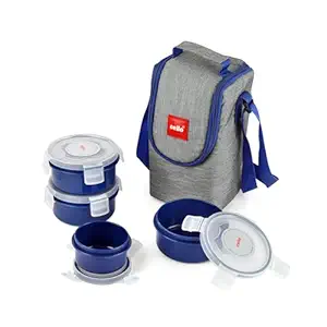 CELLO MF Click Polypropylene Lunch Box Set, 300ml, 4-Pieces, Blue