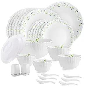 Cello Opalware Dazzle Series Tropical Lagoon Dinner Set, 37 Units | Opal Glass Dinner Set for 6