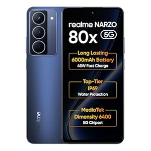 realme NARZO 80x 5G (Deep Ocean,6GB+128GB) | Dimensity 6400 5G Chipset | 6000mAh Long-Lasting Battery | 45W Fast Charge | 120Hz Eye Comfort Display | IP69 Top-Tier Waterproof