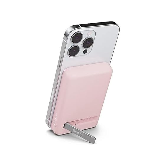 Belkin 5000 mAH Magsafe Wireless Power Bank | 10W w/Wired & 7.5W Wireless Fast Charging | Compatible w/iPhone 12 and Above, Android Devices, Airpods & More | 2 Years Warranty & Upto 2L CEW | Pink