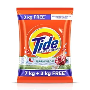 Tide Plus Detergent Washing Powder - 7kg+3kg free | Jasmine & Rose Fragrance | Removes deep-seated Oil, Gravy, Tea Stains | 10kg, Pack of 1