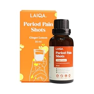 LAIQA Period Pain Cramp Relief Shots 30ml Ginger Lemon Flavour | Fast & Effective | Promote Muscle Relaxation | Supports Restful Sleep | made by Pumpkin Seed, Turmeric & Chamomile