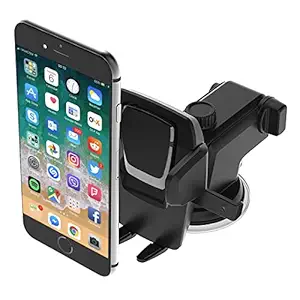 INSTAPLAY Phone Mount(Black) | Mobile Holder for Car Dashboard | Easy Use for Maps, Calls & Music | Windshield Phone Mount | Adjustable Mechanism | Silicone Pad | Car Accessories