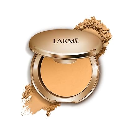 LAKM 9 To 5 Primer With Matte Powder Medium Coverage All Skin Foundation Compact, Silky Golden, 9G