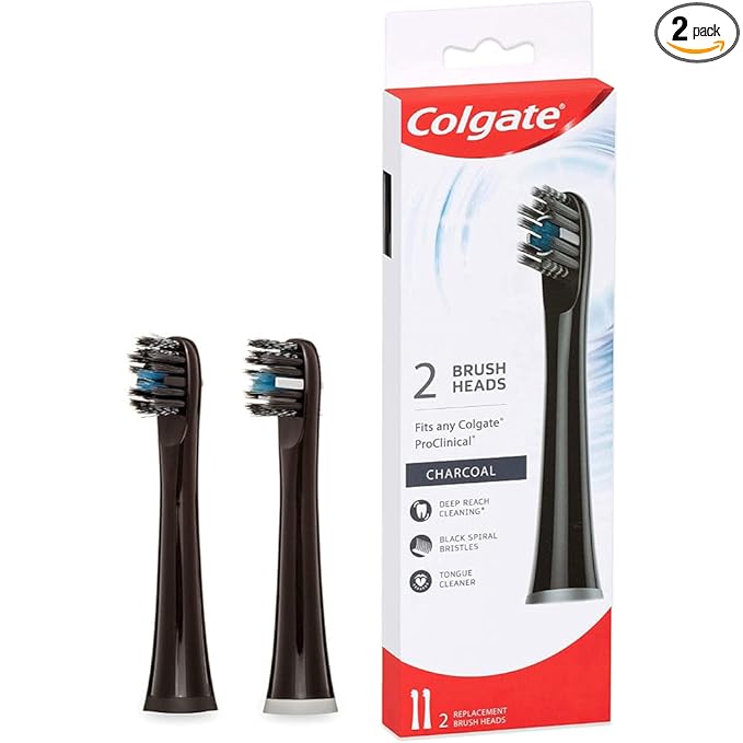 Colgate Pro-Clinical 150 Charcoal Battery Powered Toothbrush Refills - 2 Pieces