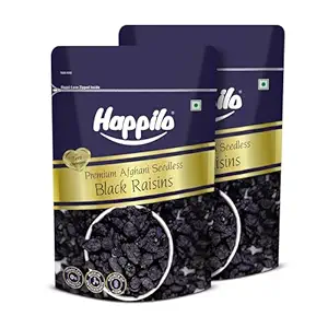 Happilo Premium Afghani Seedless Black Raisins, 250g (Pack of 2)