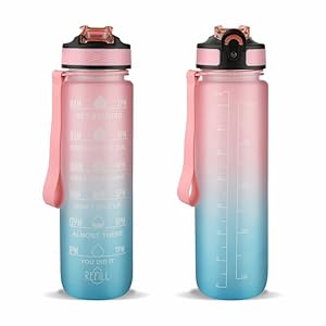 Perpetual Markings, Bpa Free, Leak Proof, Measures How Much Water You Drink, Stylish Strap, Motivational Sports Water Bottle Pack Of 2