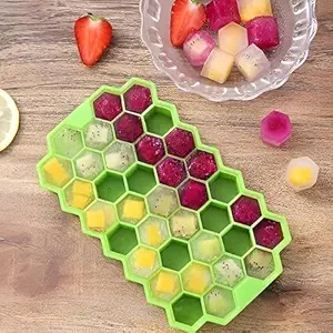FLOSSYMART Ice Tray for Freezer, Honeycomb 37 Cavity Ice Cube Tray