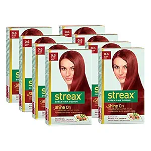 Streax Cream Hair Color for Unisex, 60ml - 0.6 Flame Red (Pack of 8)