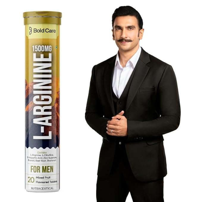 **L-Arginine & L-Citrulline Effervescent Tablets** (Pack of 1 (20 Tablets)) 1500 mg with Brahmi, Shatavari, Beet Root for Natural Performance Support | FSSAI Compliant |
