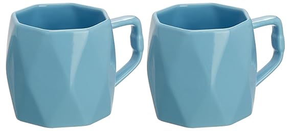 Amazon Brand - Solimo Ceramic Coffee Mugs | 100% Food Grade | Microwave Safe (380 ml, Set of 2, Sky Blue)