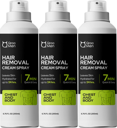 Qraa Men Hair Removal Cream Spray| Painless Body Hair Removal Powder Spray For Men's Spray (600 ml, Set of 3)