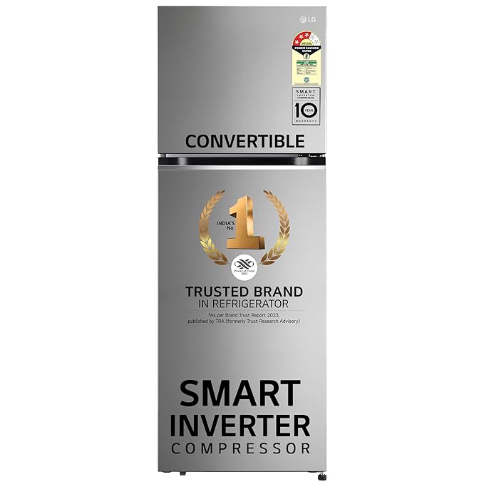 LG 322 L 3 Star Frost-Free Smart Inverter Double Door Refrigerator (GL-S342SPZX, Shiny Steel, Convertible with Express Freeze)