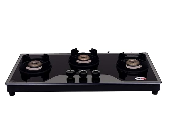 HORNBILLS 3 Burner HOB Design Mild Steel FRAME CROWN Pan Support MIRROR With FORGED Brass Burner