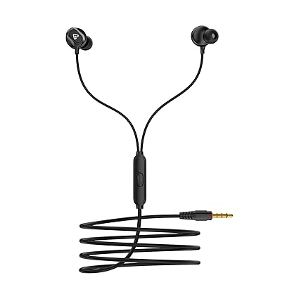 Dhwani D11 in Ear Wired Earphone with Supreme Sound Quality,Passive Noise Isolation,10mm Dynamic Drivers, in Built mic and 3.5mm Gold Jack (Black)