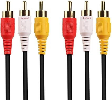 3RCA Male to 3RCA Male Stereo Audio Video Cable Gold Plated - Suitable for TV LC LED Home Theater Laptop PC DVD (4.9 FT 1.5 Meter)
