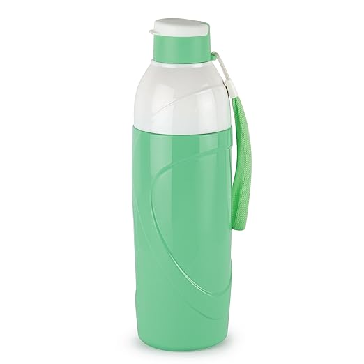 CELLO Puro Funtron 900 | Plastic Water Bottle | Easy Carry Wrist Belt | Keeping Content Cold for Long | 730ml, Pastel Green