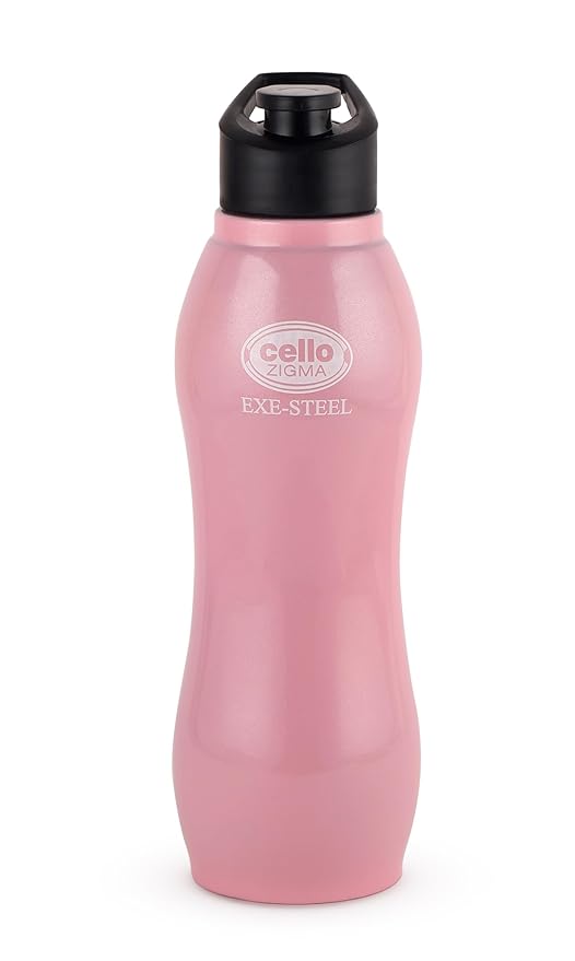 Cello Zigma Exe Single Walled Stainless Steel Flask, 1000ml, Pink | Leak Proof & BPA Free