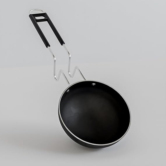 Stainless Steel 11cm Tadka Pan, 400ml Capacity, for Spice Tempering/Seasoning, Induction Bottom and Gas Stove Ready, Long Wire Handle, Laser-Etched Scale, Smooth Finished Surface