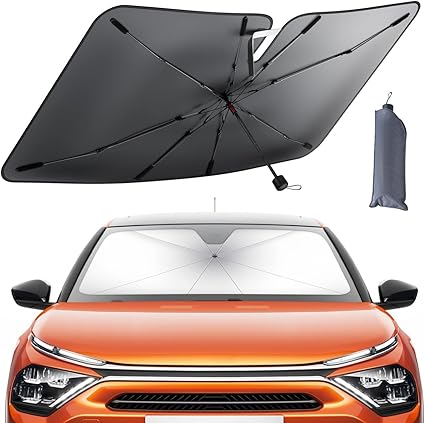 OTO2EYE Car Windshield Sun Shade Umbrella, Foldable Car Front Window Sunshade
