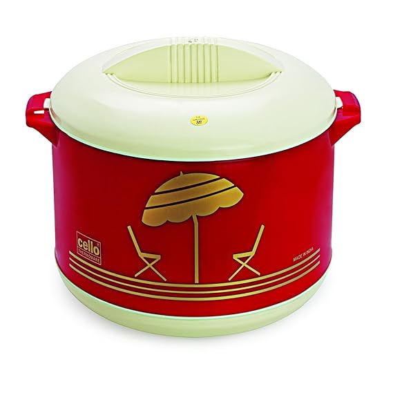 Cello Chef Plastic Solid Insulated Food Server Casserole (Red, 2000 ml)