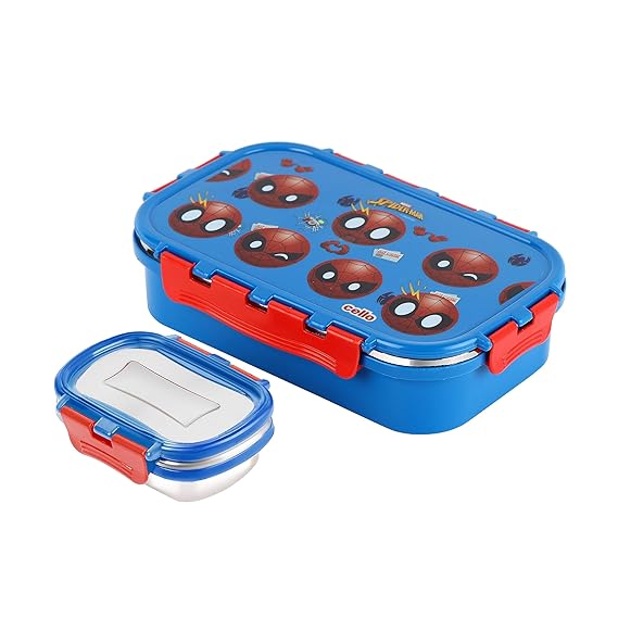 CELLO Fun Food Big | 100% Food Grade | Leak Proof and Break Resistant | 2 Containers Lunch Box, 1024 ml, Blue
