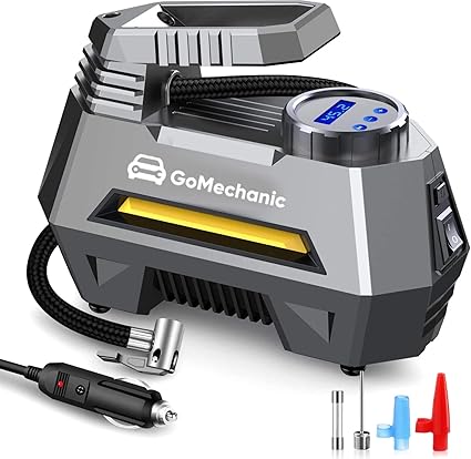 GoMechanic Digital Tyre Inflator for Car - 150 psi, 12V DC Portable Air Pump/Compressor