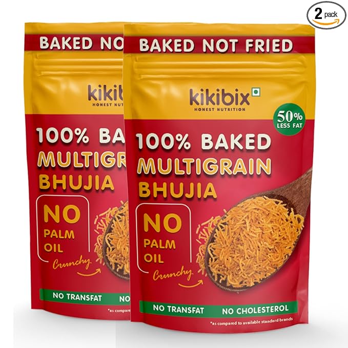 100% Baked Multigrain Bhujia Namkeen, Healthy Snacks for adults & kids, Low Fat, Low Calories, High Protein Bhujiya Diet Mixture for diabetics- No Palm Oil, Baked Not Fried - Pack of 2