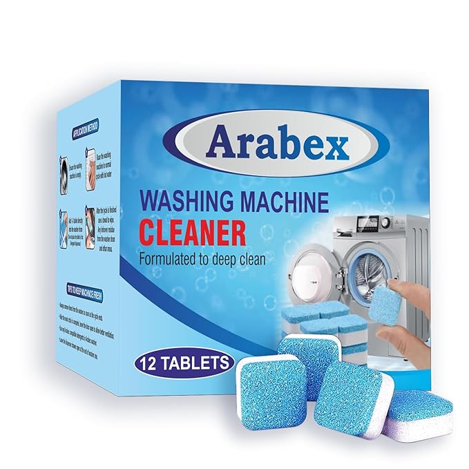 ARABEX Washing Machine Cleaner Descaler 12 Pack - Deep Cleaning Tablets For HE Front Loader & Top Load Washer