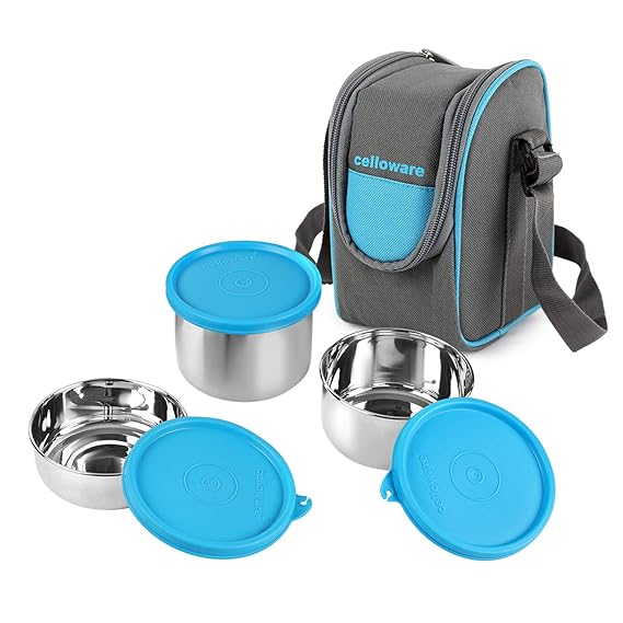 CELLO Steelox Stainless Steel Lunch Box Set - Ideal for Office, School, College