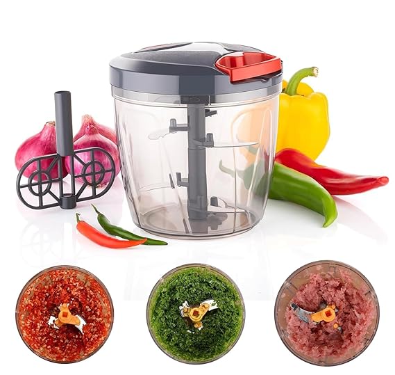 PANCA 900ml Big Vegetable Cutter, Onion Chopper, Kitchen Dori Handy Vegetable and Fruit Manual Onion Dry Fruit Salad Maker Vegetable Quick String Chopper Machine, Cutter 3 Stainless Steel Blades