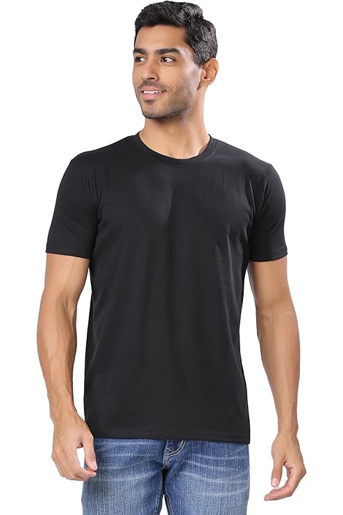 London Hills Solid Men's Round Neck Cotton Blend Half Sleeve T-Shirts