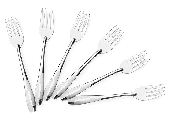 Crystal La Milano Stainless Steel Baby Fork Set, 6-Pieces, Silver
