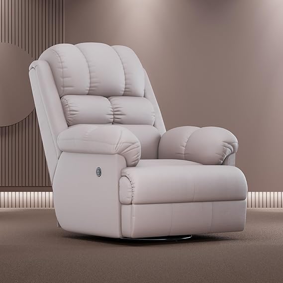 The Sleep Company Luxe Motorised RRR Recliner |Patented SmartGRID Technology| Motorised Single Recliner Sofa with Revolving Mechanism| Rocking Sofa | Unique Lumbar Design | Premium Upholstery | Beige