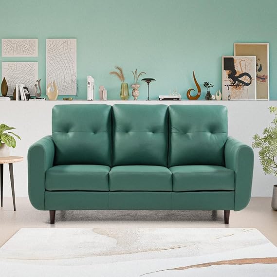 COCO SOFA 3 Seater with Premium Fabric in Scotland Green Color | 3 Person Sofa
