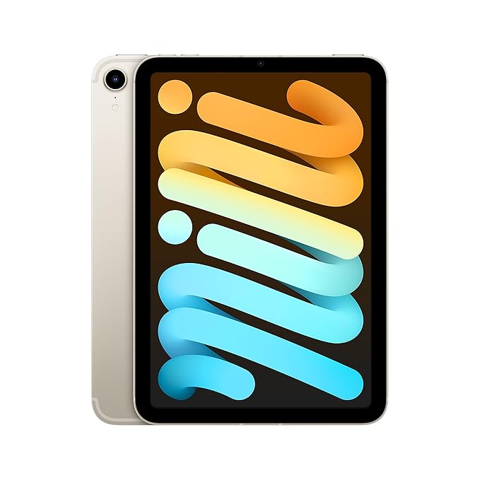 Apple iPad Mini (6th Generation): with A15 Bionic chip, 21.08 cm (8.3) Liquid Retina Display, 256GB, Wi-Fi 6 + 5G Cellular, 12MP front/12MP Back Camera, Touch ID, All-Day Battery Life Starlight
