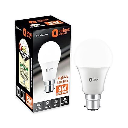 Orient Electric Polycarbonate High Glo Led Lamp 5W, Cool White, 6500K, B22 - Pack Of 1