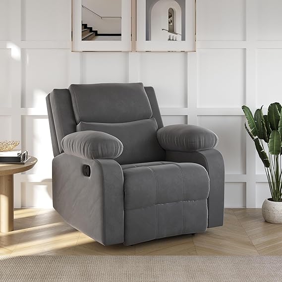 Softland Oscar Single Seater Fabric Manual Recliner (Grey)