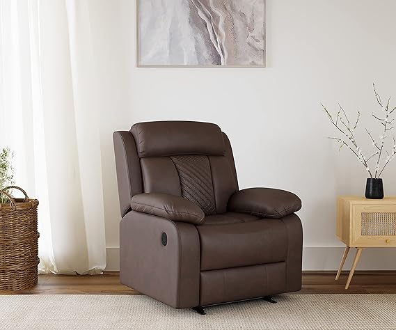 Motorized Recliner in Suede Fabric with Push Button for Senior Citizens
