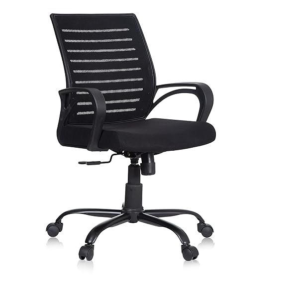 Ace Mid Back Metal Base Office Chair/Study Chair (Black)