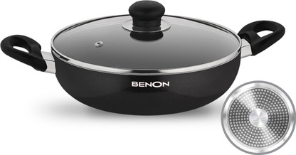 Benon Induction Base Kadhai 24 cm diameter with Lid 1.5 L capacity (Aluminium, Non-stick, Induction Bottom)