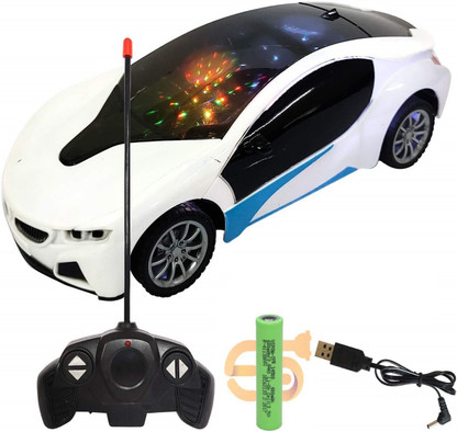 CADDLE & TOES Famous Car Remote Control 3D with LED Lights, Chargeable (White)