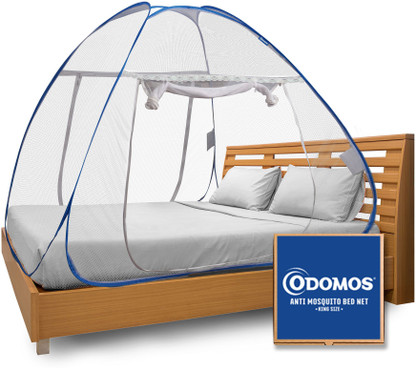 Odomos Polyester Adults Washable Anti Bed Mosquito Net (Blue, White, Tent)