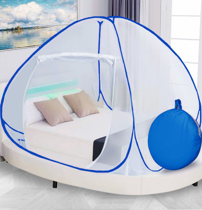 Flipkart SmartBuy Polyester Adults Washable KING DOUBLE BED Mosquito Net (Blue, White, Tent)
