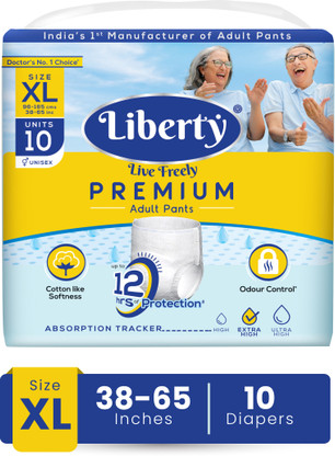 Liberty Premium Pants, Waist Size (38-65 Inches), Pack of 1 Adult Diapers - XL (10 Pieces)