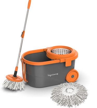 Lifelong LLMOP903 Steel Spin with Big Wheels & Dust Collector Mop Set (Orange)